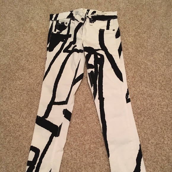 New Rag & Bone White Robot Print Legging - 26 - Picture 1 of 3